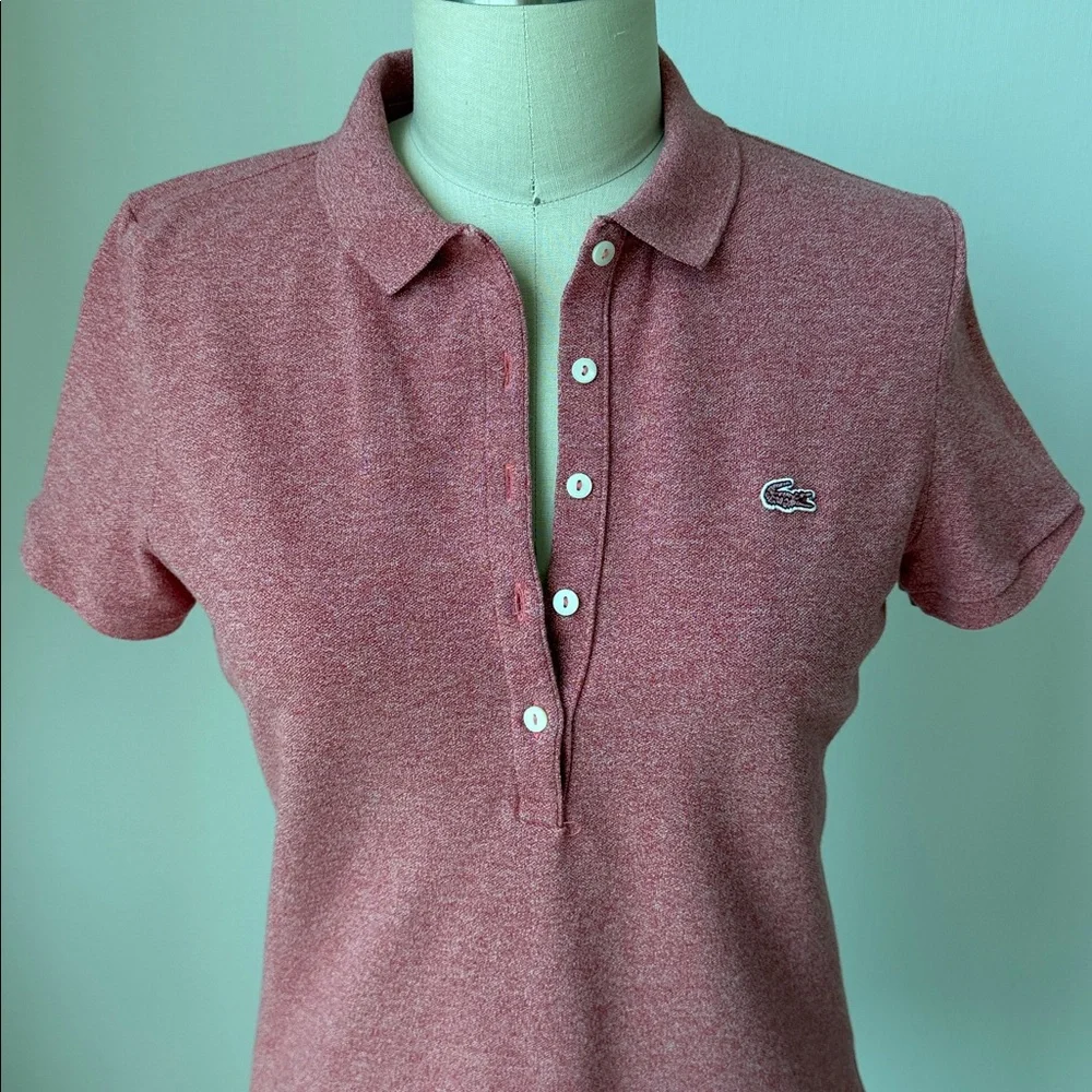Lacoste Women's Button Down pink Polo Shirt  short sleeve Size 38 ( S) - Picture 4 of 13